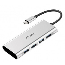 Хаб Wiwu Adapter Apollo 4 в 1 USB-C to 4xUSB3.0 HUB silver  для MacBook / iMac / iPad