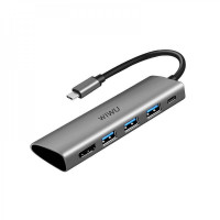 Хаб Wiwu Adapter Apollo 5 в 1 USB-C to 3xUSB3.0 + 1xType-C + 1xHDMI  HUB gray  для MacBook / iMac / iPad
