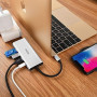 Хаб Wiwu Adapter Apollo 5 в 1 USB-C to 3xUSB3.0 + 1xType-C + 1xHDMI  HUB silver  для MacBook / iMac / iPad